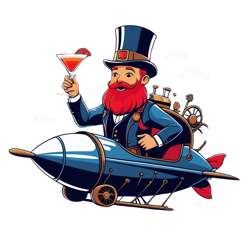 The Drinkfinder character - a whimsical steampunk gentleman